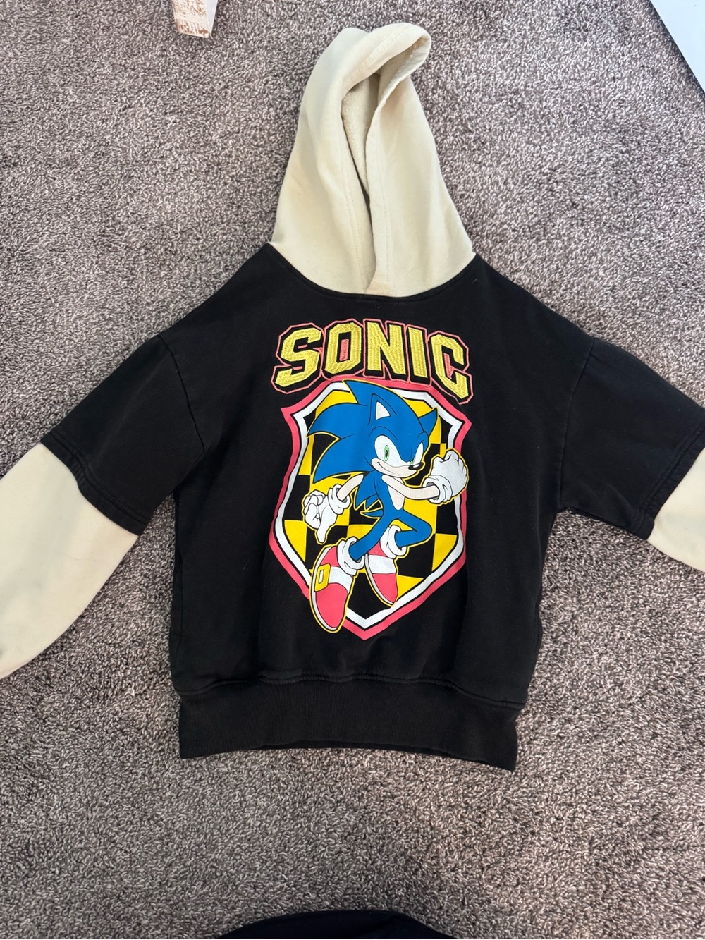 Sonic Graphic Hoodie - Black & Cream Kids Sweatshirt